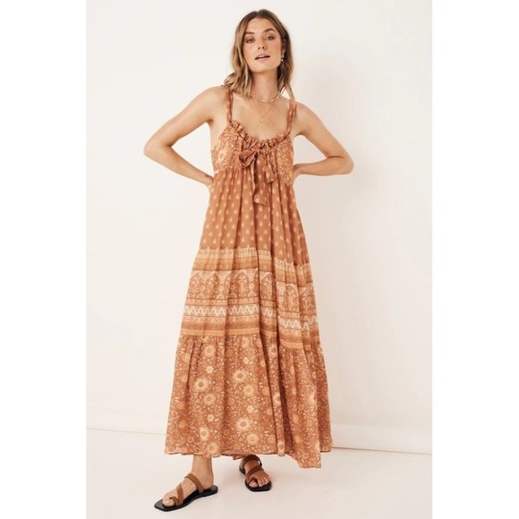 Spell & the Gypsy Collective NWT Utopia Tie Maxi Dress Organic Extra Small XS - Picture 3 of 10